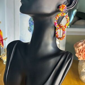 Vibrant Beaded Hoop Earrings